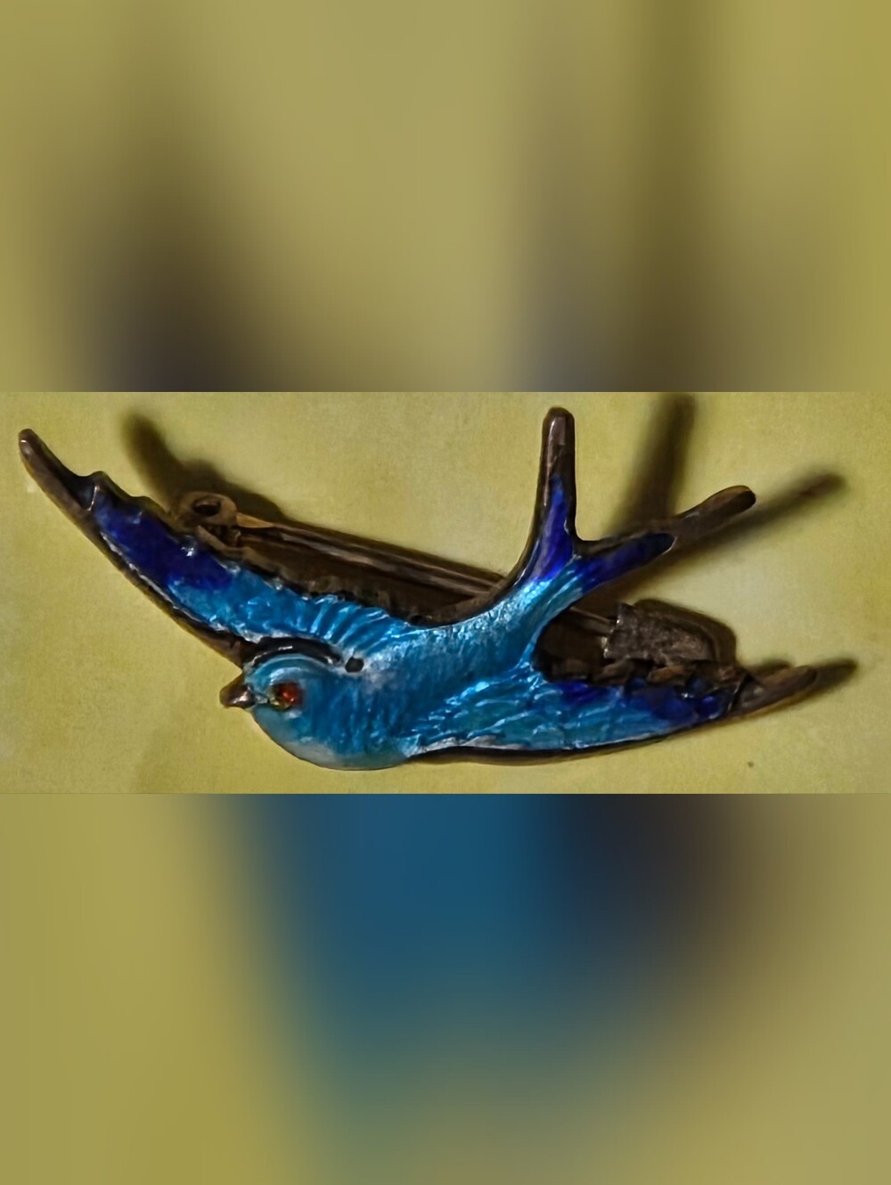 Guilloche Bluebird Swallow Enamel Art Deco Nouveau Pin